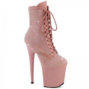 プリーザー Flamingo-1020RM Faux Suede Rhinestone Mesh ブーツ レディース ピンク | BRFA-JAPAN